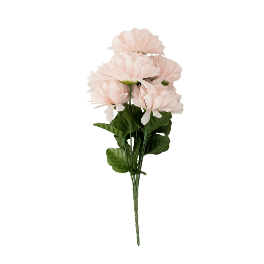 12 Bushes | Blush Rose Gold Artificial Silk Chrysanthemum Flower Bouquets#whtbkgd