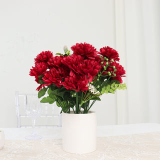 Add Elegance with Burgundy Artificial Silk Chrysanthemum Flower Bouquets