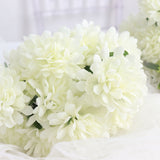 12 Bushes | Cream Artificial Silk Chrysanthemum Flower Bouquets