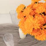 12 Bushes | Orange Artificial Silk Chrysanthemum Flower Bouquets