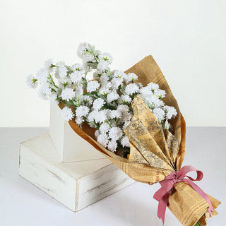 Create a Lasting Impression with White Artificial Silk Chrysanthemum Mum Flower Bouquets