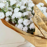 2 Bushes | 33inches White Artificial Silk Chrysanthemum Mum Flower Bouquets