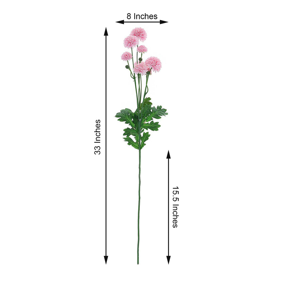 2 Bushes | 33" Blush/Rose Gold Artificial Mums Spray, Faux Chrysanthemum Flower Bouquet