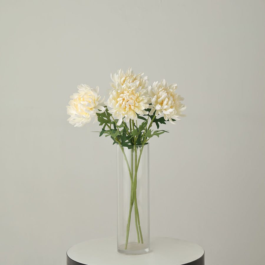 3 Stems | Ivory 27inch Artificial Silk Chrysanthemum Bouquet Flowers