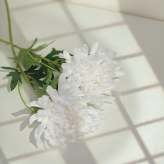 Enhance Your Home Decor with White 27" Artificial Silk Chrysanthemum Bouquet Flowers