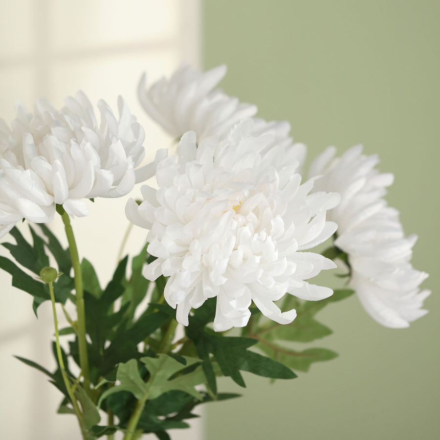 3 Stems | White 27inch Artificial Silk Chrysanthemum Bouquet Flowers#whtbkgd