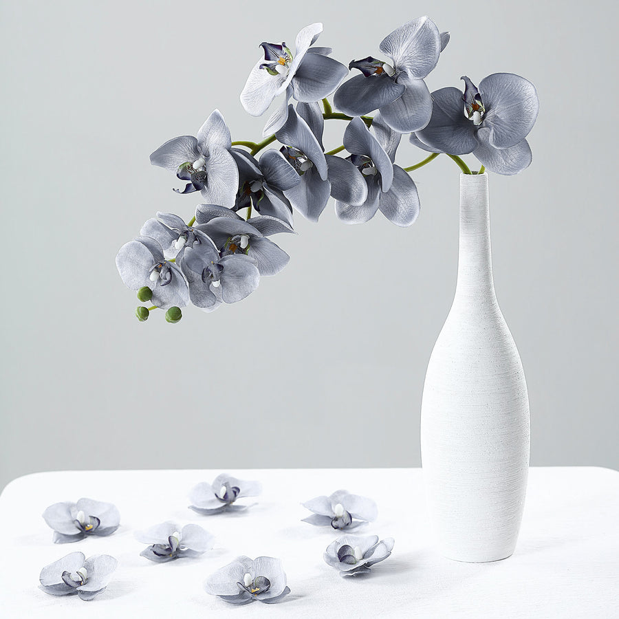 20 Flower Heads | 4inch Charcoal Gray Artificial Silk Orchids DIY Crafts