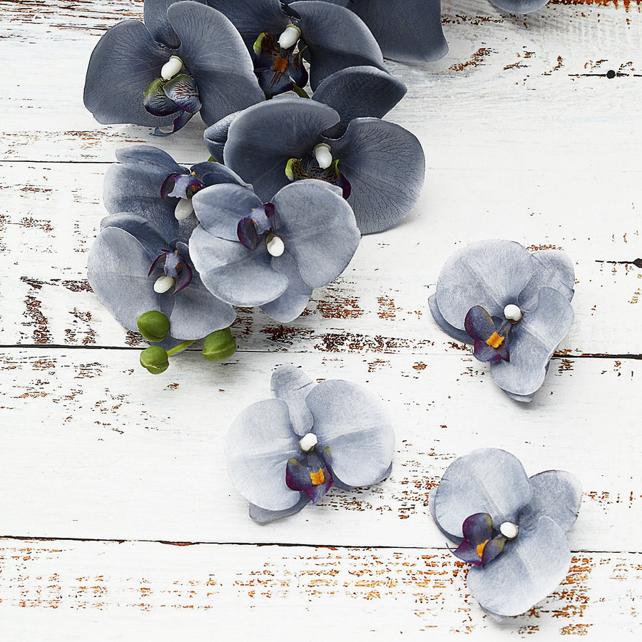 20 Flower Heads | 4inch Charcoal Gray Artificial Silk Orchids DIY Crafts