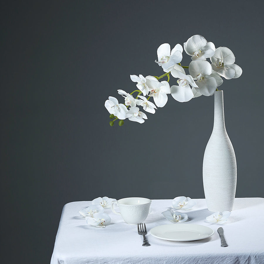 20 Flower Heads | 4inch White Artificial Silk Orchids DIY Crafts