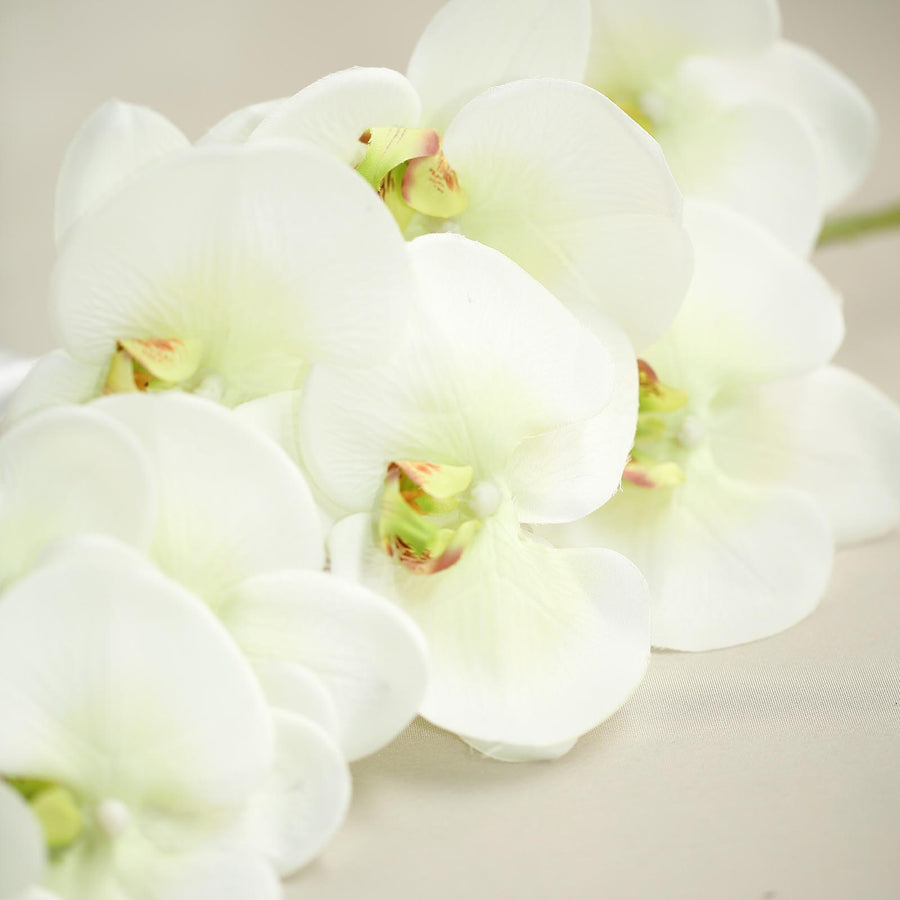 2 Stems | 40inch Tall Cream Artificial Silk Orchid Flower Bouquets#whtbkgd