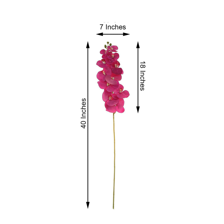 2 Stems | 40inch Tall Fuchsia Artificial Silk Orchid Flower Bouquets