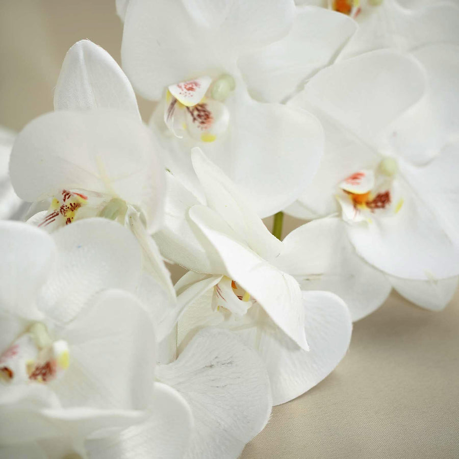 2 Stems | 40inch Tall White Artificial Silk Orchid Flower Bouquets#whtbkgd
