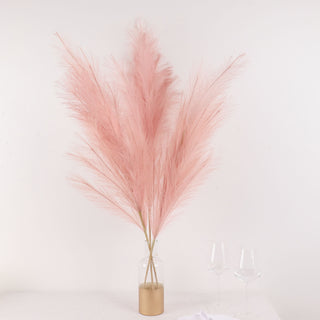 Create a Stunning Ambiance with 3 Stems | 44" Dusty Rose Artificial Pampas Grass