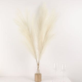 Create a Stunning Display with 3 Stems Cream Artificial Pampas Grass