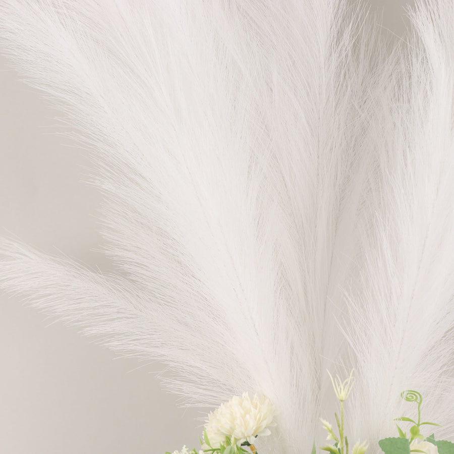 3 Stems | 44inches White Artificial Pampas Grass Plant Sprays, Faux Branches Vase Flower Arrangement
