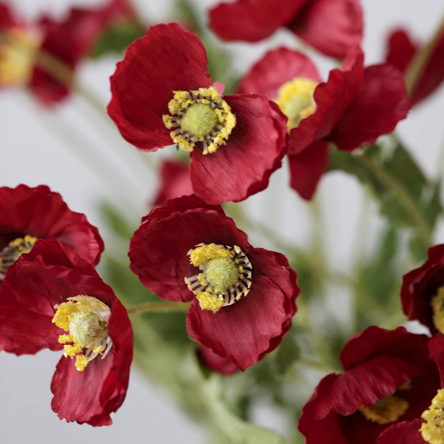 2 Stems | 33Inch Red Artificial Silk Poppy Flower Bouquet Bushes#whtbkgd