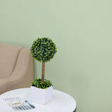16inch Green Artificial Boxwood Topiary Ball Tree In White Planter Pot