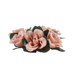 4 Pack | 3inch Dusty Rose Artificial Silk Rose Flower Candle Ring Wreaths