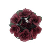 4 Pack | 3inches Burgundy Artificial Silk Rose Flower Candle Ring Wreaths