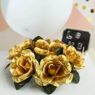 Enhance Your Event Decor with Gold Artificial Silk Rose Candle Ring Wreaths