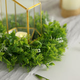 2 Pack | 4inch Green Artificial Fern Leaf Mix Pillar Candle Ring Wreaths