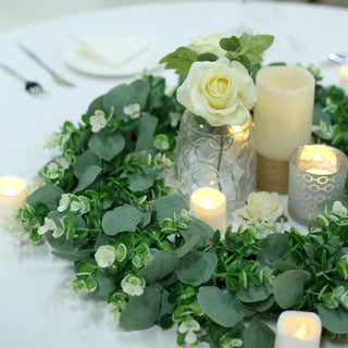 Create a Stunning Atmosphere with 2 Pack | 21" White Tip Artificial Eucalyptus Genlisea Leaf Mix Wreaths
