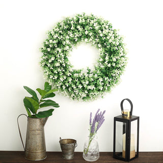 Add a Touch of Elegance with the 21" White Tip Artificial Lifelike Genlisea Leaf Spring Wreath