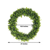 2 Pack | 21inch Green Artificial Lifelike Boxwood Leaf Spring Wreaths