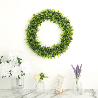 Add a Refreshing Touch with the Green Artificial Boxwood Wreath