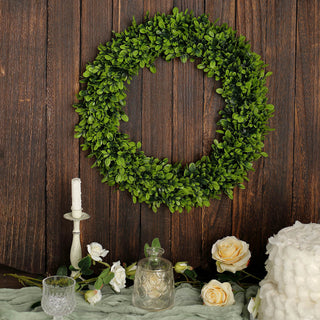 Create an Enchanting Atmosphere with the Green Artificial Boxwood Wreath