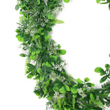 2 Pack | 22inch White/Green Artificial Lifelike Boxwood Fern Mix Spring Wreaths#whtbkgd