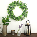 2 Pack | 22inch White/Green Artificial Lifelike Boxwood Fern Mix Spring Wreaths