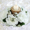 4 Pack | 3Inches Ivory Artificial Silk Rose Flower Candle Ring Wreaths