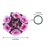 4 Pack | 3inch Lavender Lilac Artificial Silk Rose Flower Candle Ring Wreaths
