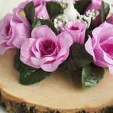 4 Pack | 3inch Lavender Lilac Artificial Silk Rose Flower Candle Ring Wreaths#whtbkgd