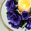 4 Pack | 3inches Purple Artificial Silk Rose Flower Candle Ring Wreaths