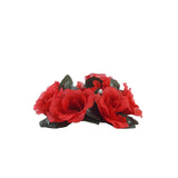 4 Pack | 3inches Red Artificial Silk Rose Flower Candle Ring Wreaths