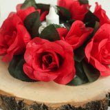 4 Pack | 3inches Red Artificial Silk Rose Flower Candle Ring Wreaths#whtbkgd