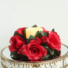 4 Pack | 3inches Red Artificial Silk Rose Flower Candle Ring Wreaths