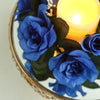 4 Pack | 3inches Royal Blue Artificial Silk Rose Flower Candle Ring Wreaths