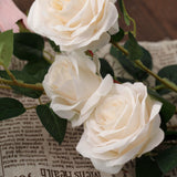 2 Bouquets | 33" Tall Blush/Rose Gold Artificial Silk Long Stem Rose Bush#whtbkgd