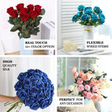 2 Bouquets | 33" Tall Blush/Rose Gold Artificial Silk Long Stem Rose Bush