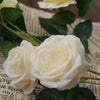 2 Bouquets | 33Inches Tall Ivory Artificial Silk Rose Flower Bush Stems#whtbkgd