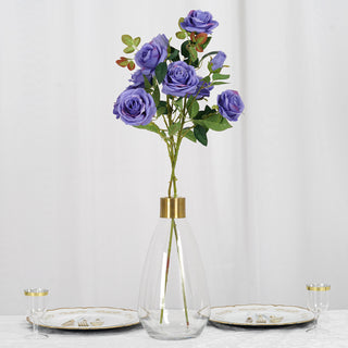 Vibrant Violet Artificial Silk Rose Bouquets for Stunning Event Decor