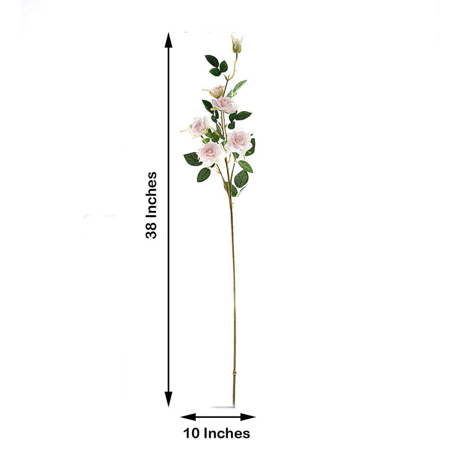 2 Stems | 38inches Tall Rose Gold/Blush Artificial Silk Rose Flower Bouquet
