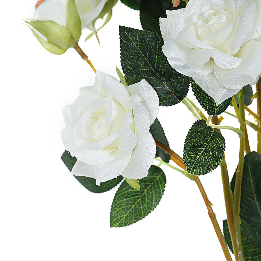 2 Stems | 38inch Tall Cream Artificial Silk Rose Flower Bouquet Bushes