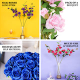 2 Stems | 38inch Tall Black Artificial Silk Rose Flower Bouquet Bushes
