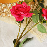 2 Stems | 38inches Tall Fuchsia Artificial Silk Rose Flower Bouquet Bushes