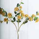 2 Stems | 38inch Tall Gold Artificial Silk Rose Flower Bouquet Bushes#whtbkgd