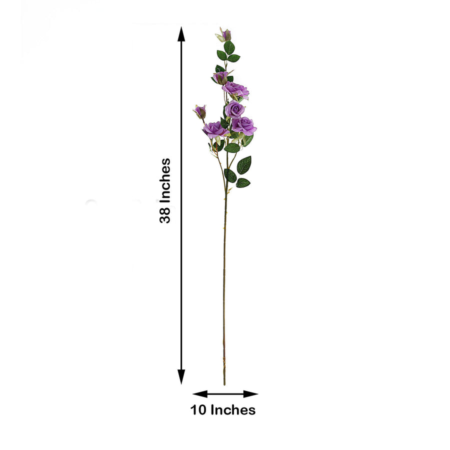 2 Stems | 38inch Tall Lavender Lilac Artificial Silk Rose Flower Bouquet Bushes